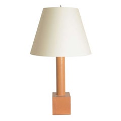 Vintage Wooden Table Lamp with Block Base, 