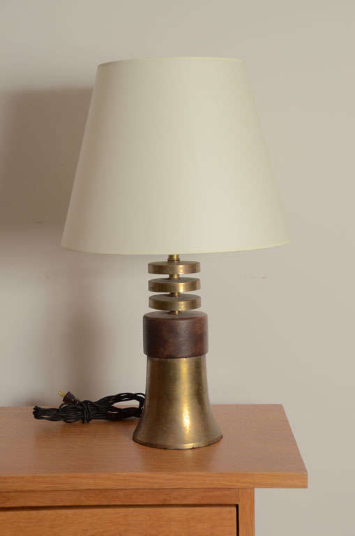 Banded Brass + Wood Table Lamp