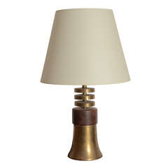 Banded Brass + Wood Table Lamp