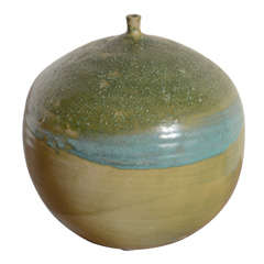 Mid-Century Vase with Green + Turquoise Glazing