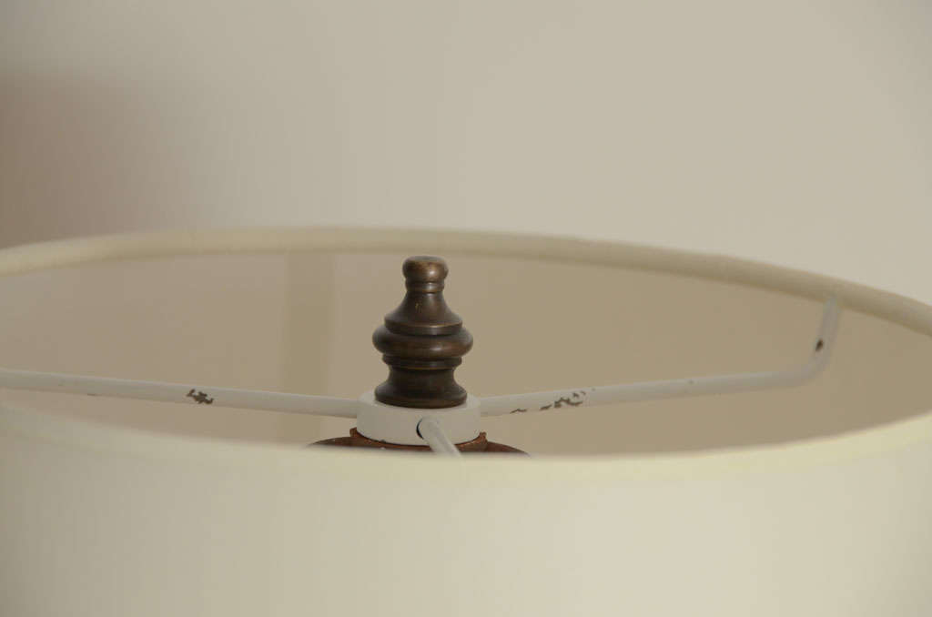 Walnut and Brass Table Lamp In Excellent Condition In New York City, NY