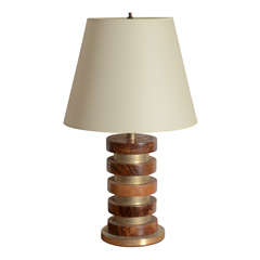 Walnut and Brass Table Lamp