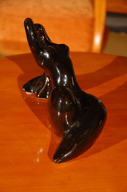 Hungarian Modernist Black Ceramic Nude For Sale 2
