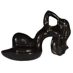 Hungarian Modernist Black Ceramic Nude