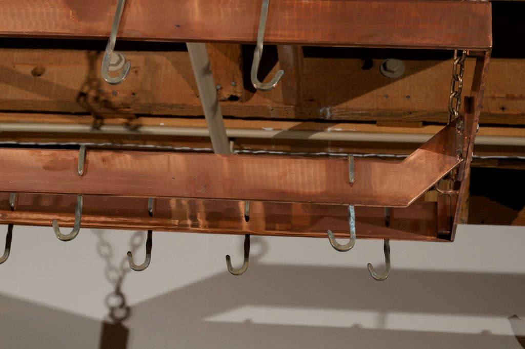 20th Century Copper plated Metal Hanging Pot Rack
