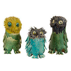 A Set of Three Amazing Ceramic Owls A Set of Three Amazing Ceramic Owls