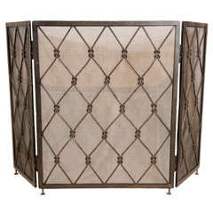Vintage A Wrought Iron Fire Screen