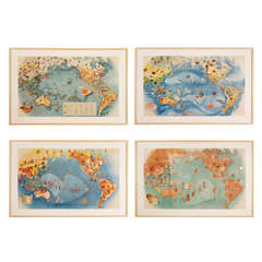 Vintage A Set of Four Miguel Covarrubias Pacific Maps