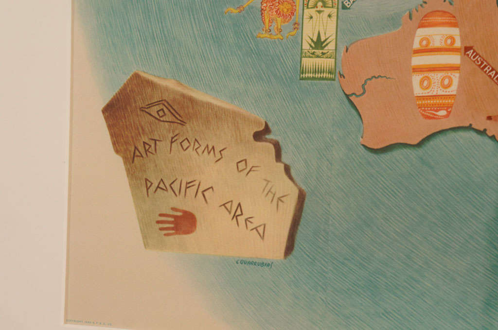 Glass A Set of Four Miguel Covarrubias Pacific Maps