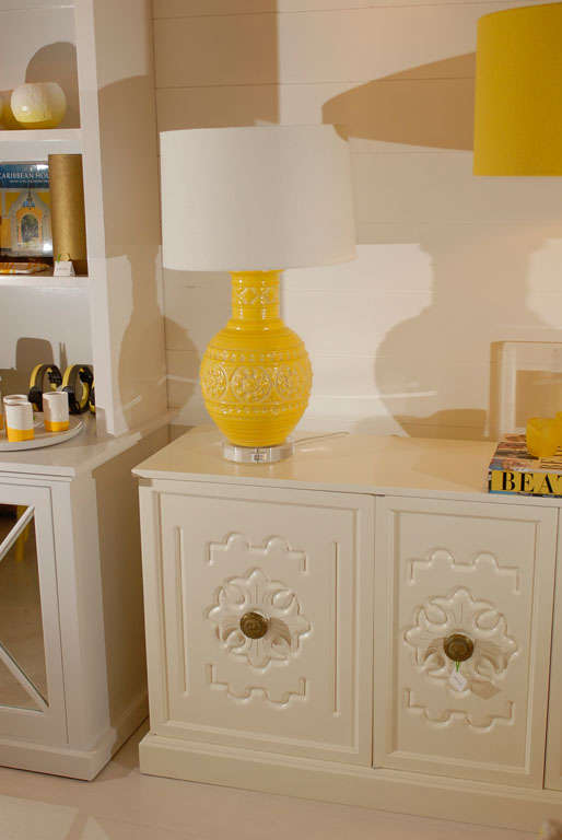 20th Century Pair of Yellow Relief Lamps