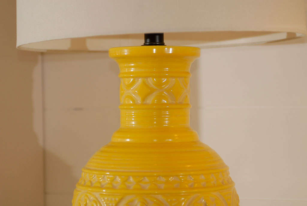 Pair of Yellow Relief Lamps 3