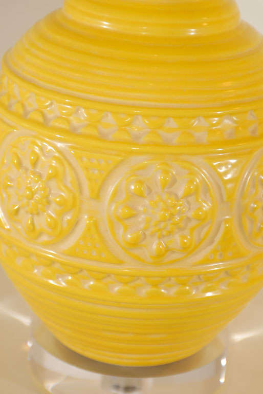 Pair of Yellow Relief Lamps 5