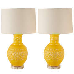 Pair of Yellow Relief Lamps