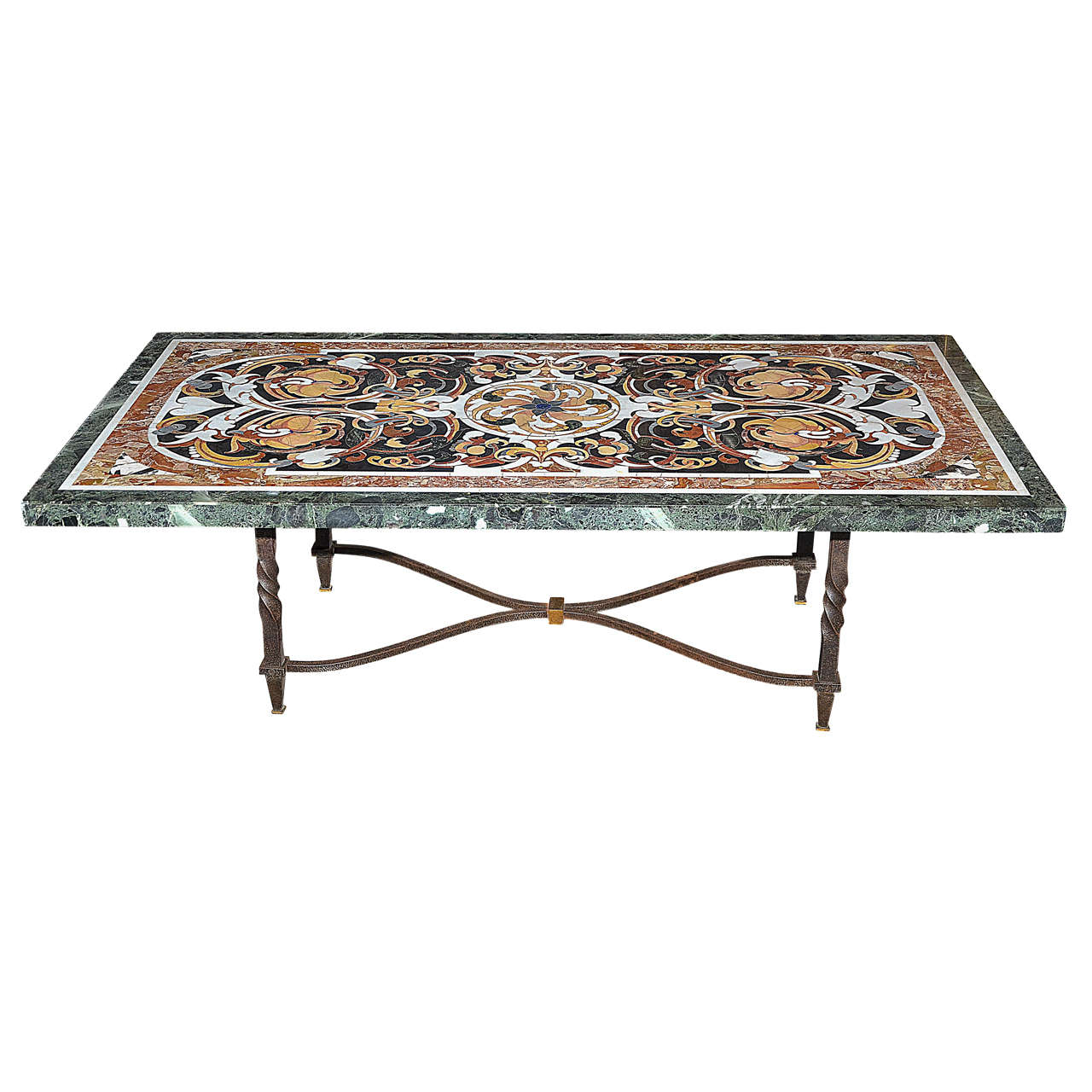 Early 20th Century Italian Coffee Table with Marble Marquetry For Sale