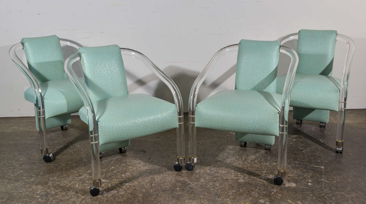 American Set of Four Lucite Chairs