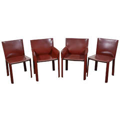 Set of Four Leather Chairs by Couro of Brazil