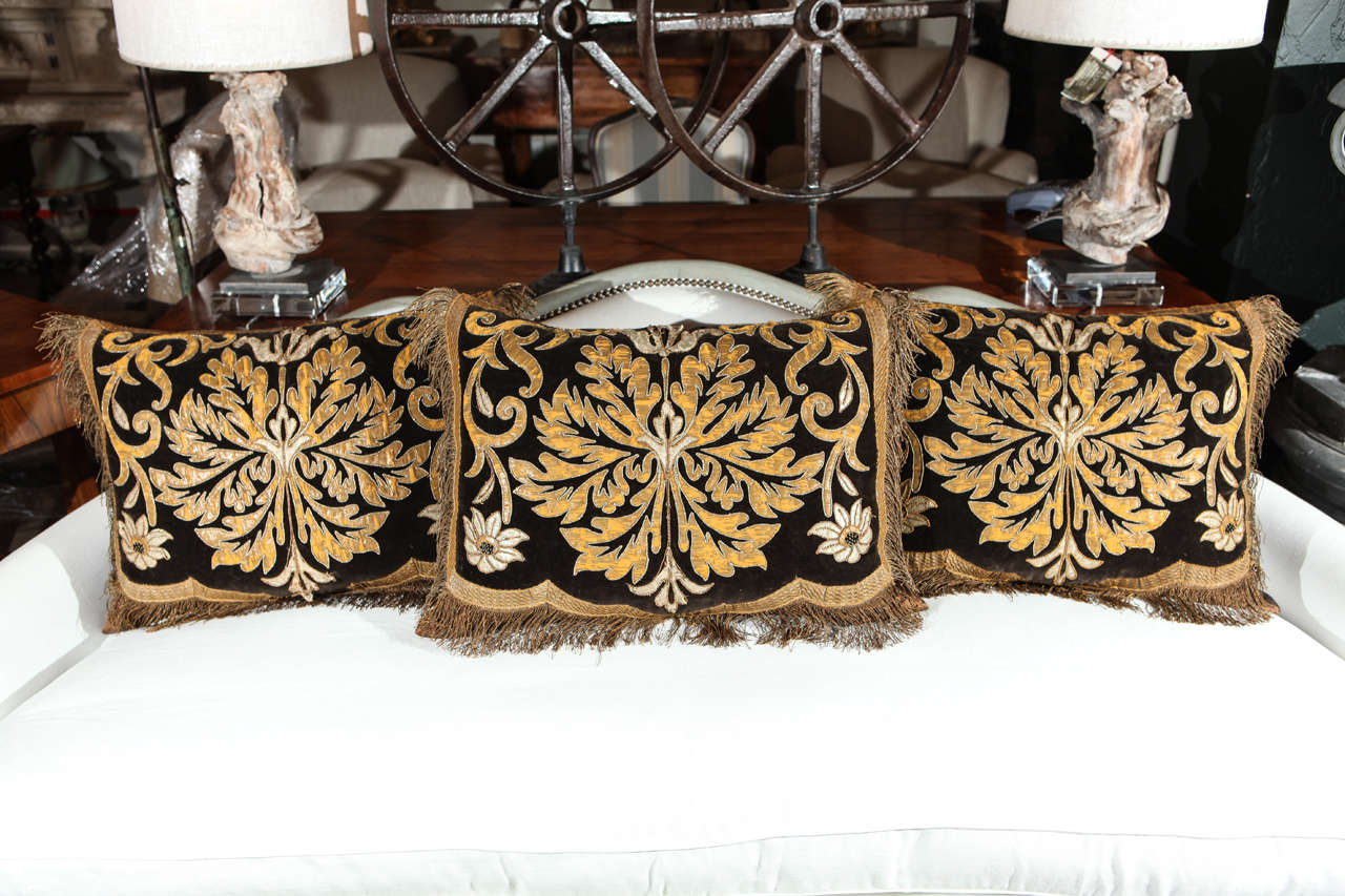 French antique textile pillows