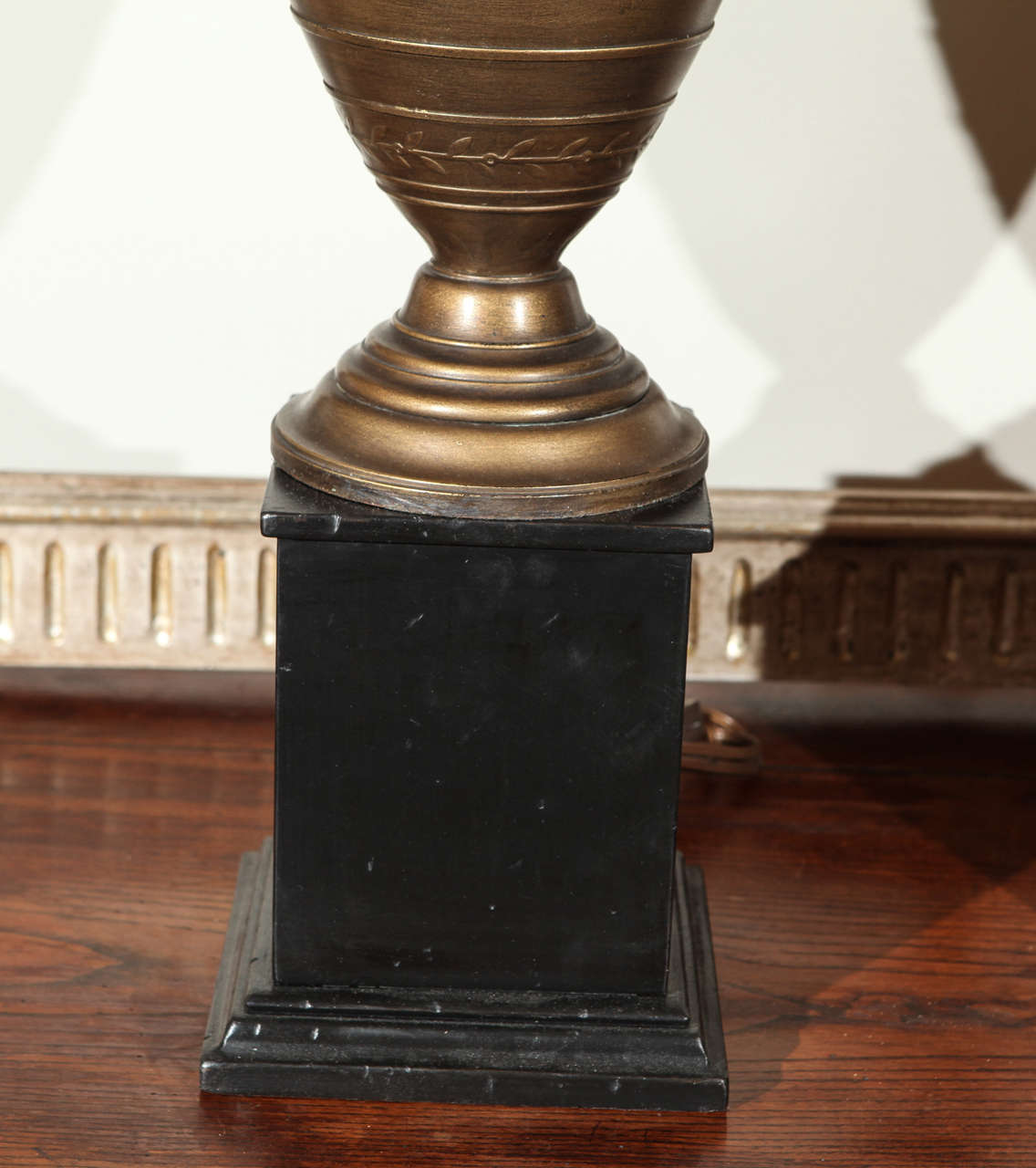 Pair Of Neo Classic Urns On Pedestals In Good Condition For Sale In Los Angeles, CA