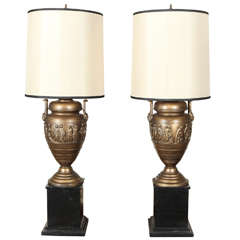 Pair Of Neo Classic Urns On Pedestals