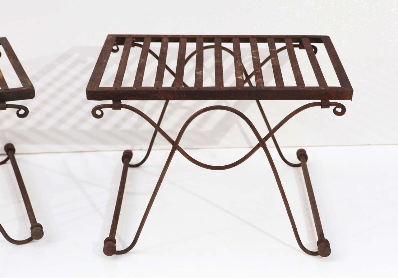 American Pair Mid-Century Iron Garden Benches For Sale