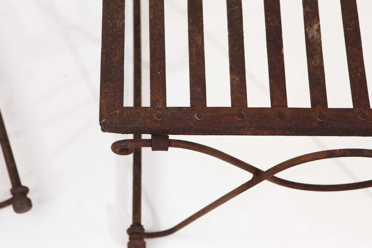 Mid-20th Century Pair Mid-Century Iron Garden Benches For Sale