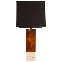 Travertine and Oak Table Lamp