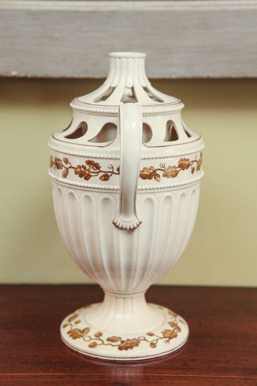 19th Century Wedgwood Creamware Two-part Potpourri Vase