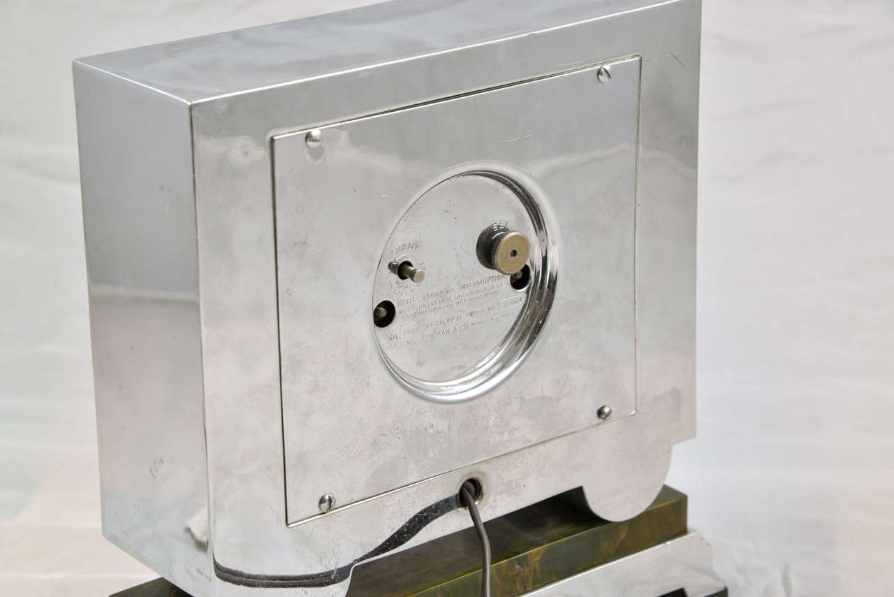 American Working Manning Bowman Machine Age Art Deco Clock  in Catalin & Chrome