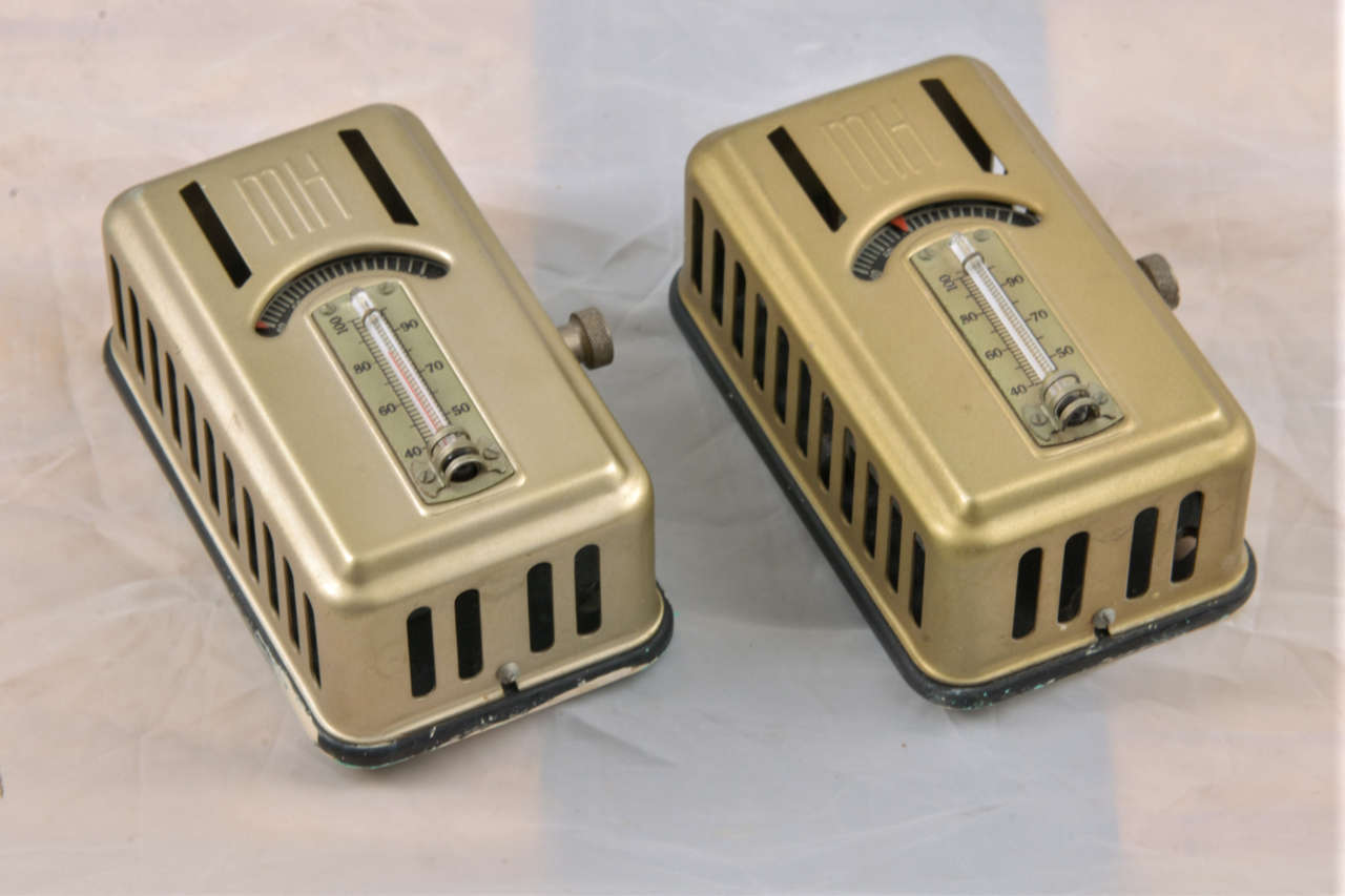 Pair of thermostats designed by Henry Dreyfuss for Minneapolis-Honeywell, c. 1939; 5.25