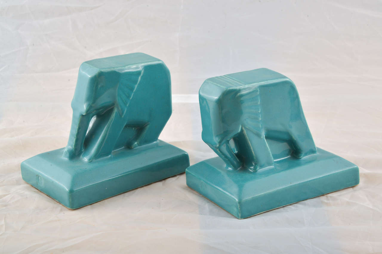 Art Deco Cowan Push-Pull Elephant bookends by M. Postgate