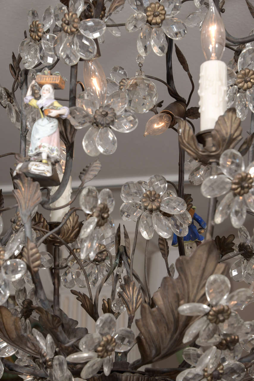 French Tole and Crystal Chandelier For Sale 5