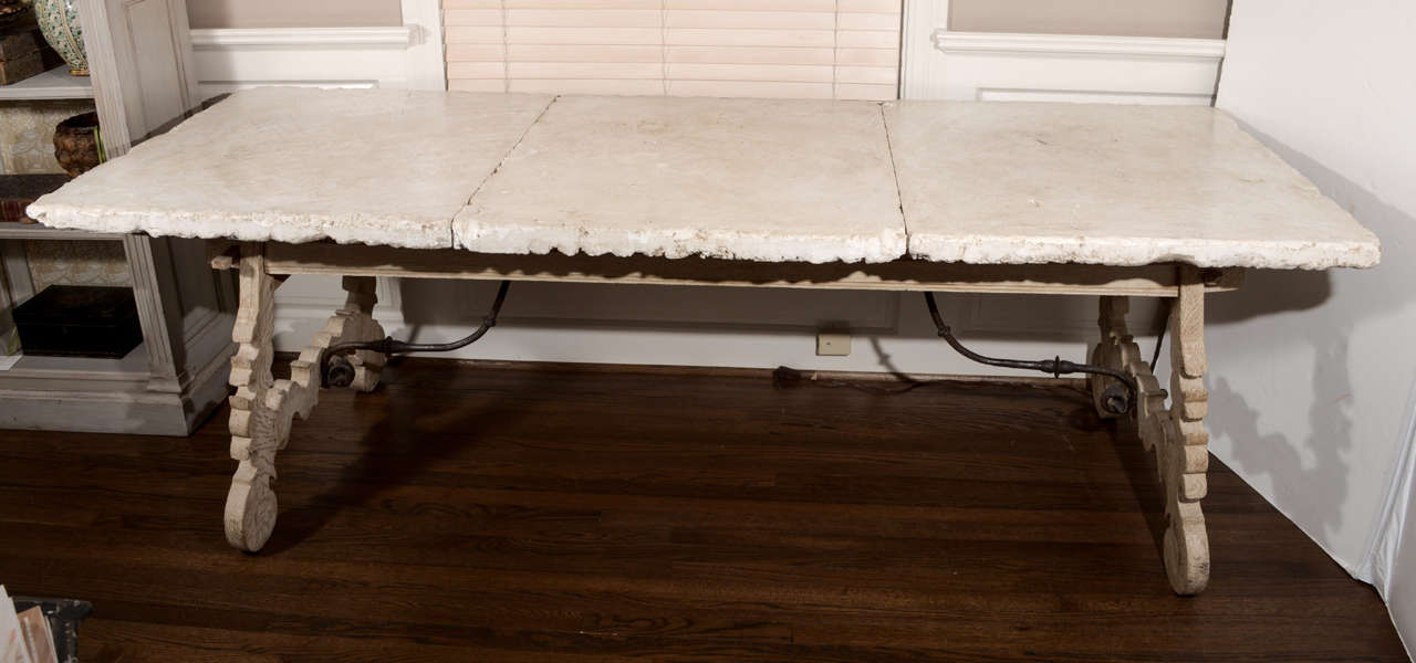 19th c. Bleached Oak Trestle Table