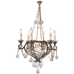 18th c. Italian Iron and Blown Glass Chandelier