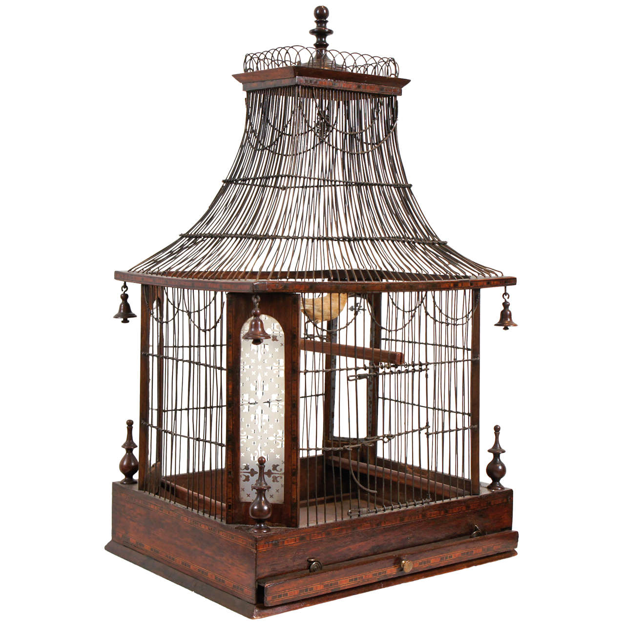 19th C. Inlaid Rosewood Birdcage For Sale