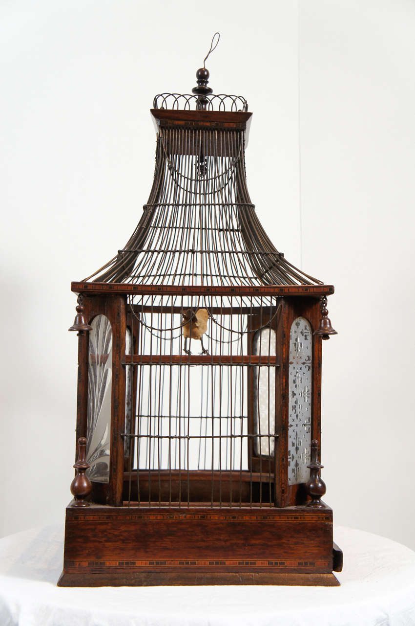 French 19th C. Inlaid Rosewood Birdcage For Sale