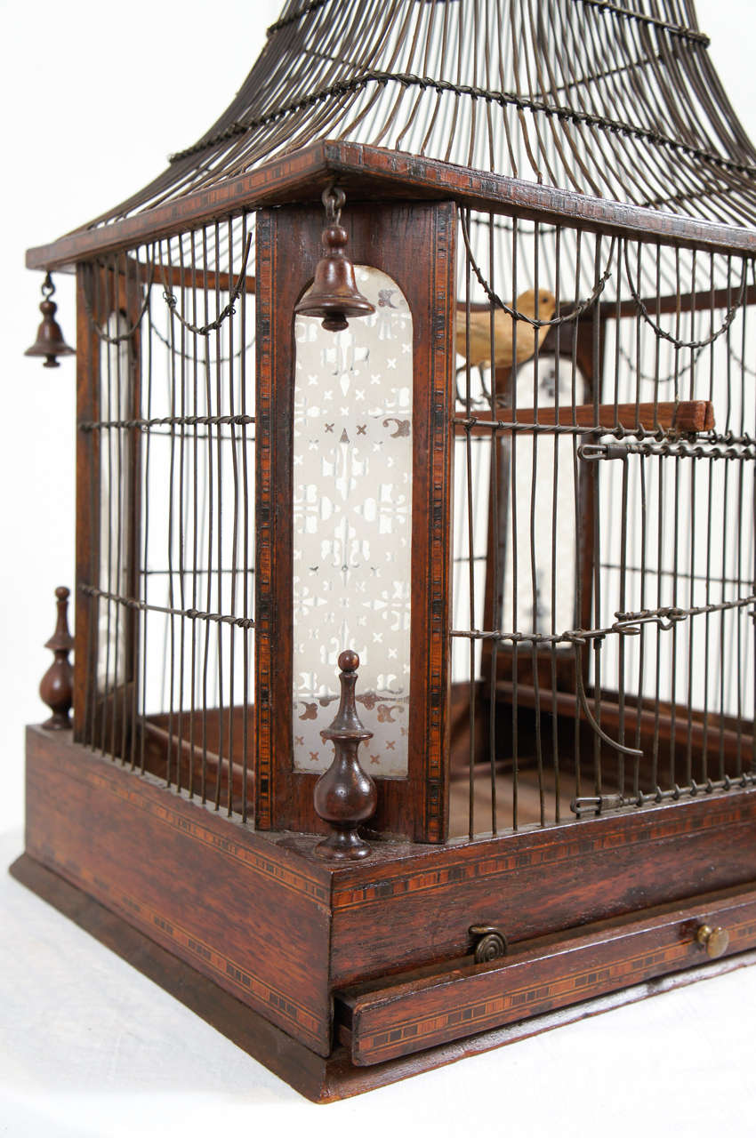 19th C. Inlaid Rosewood Birdcage For Sale 1