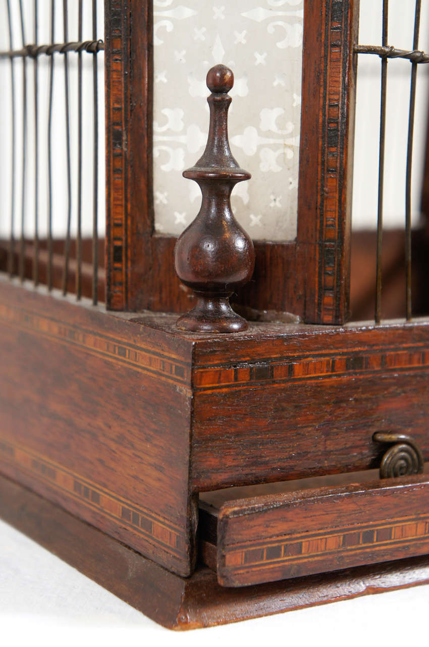 19th C. Inlaid Rosewood Birdcage For Sale 3