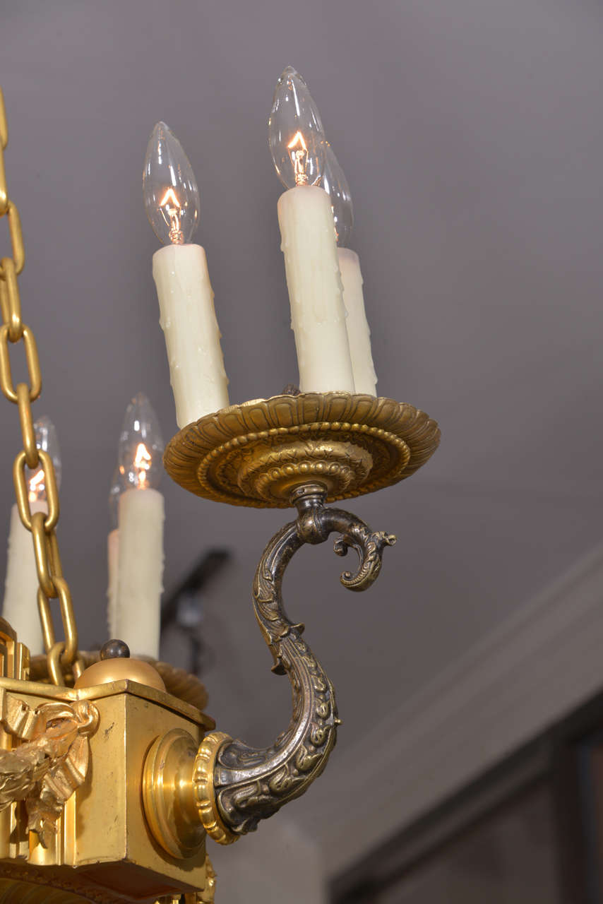 French 19th c Empire bronze dore chandelier