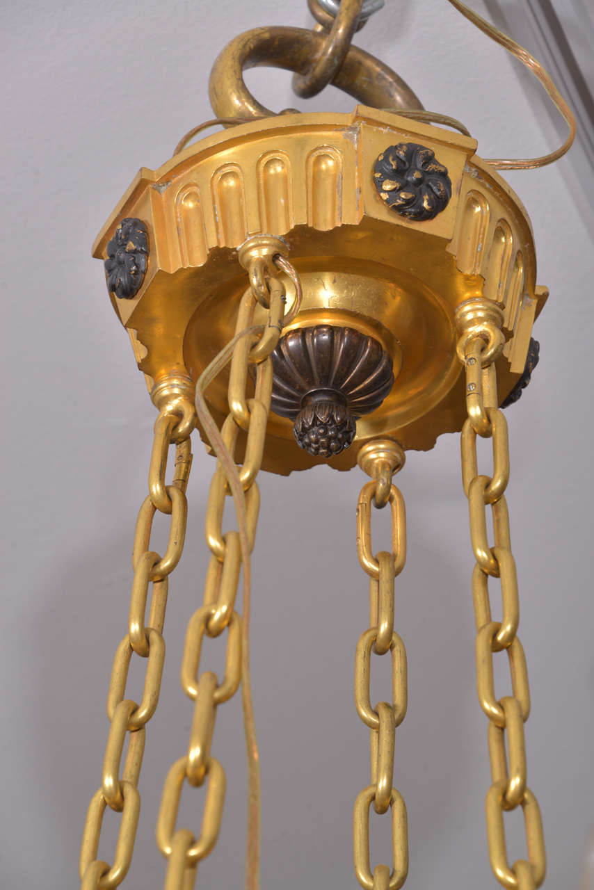 19th Century 19th c Empire bronze dore chandelier