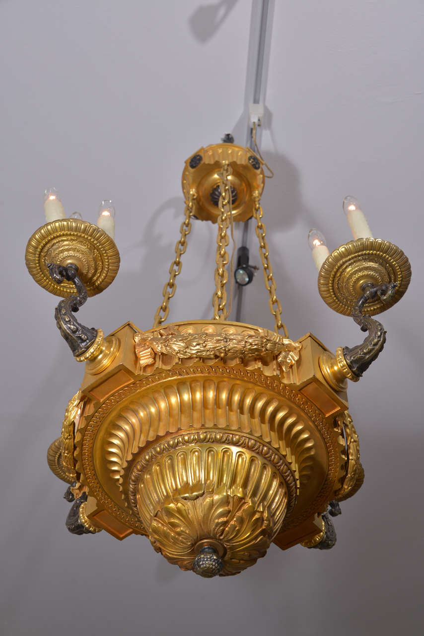 19th c Empire bronze dore chandelier 1