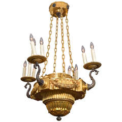 19th c Empire bronze dore chandelier