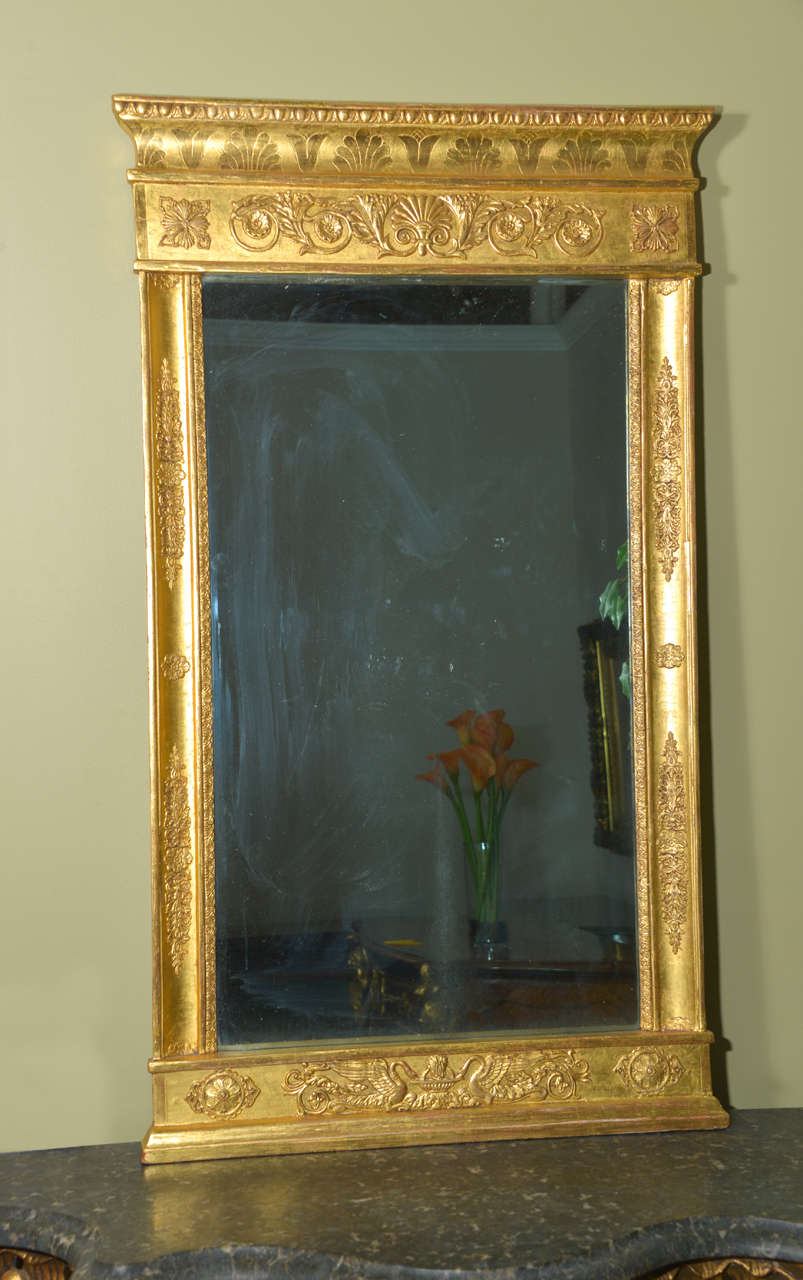 19h c period Regency water gilt and hand carved classical mirror