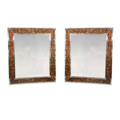 Pair of Mirrors with Faux Tortoise Frames
