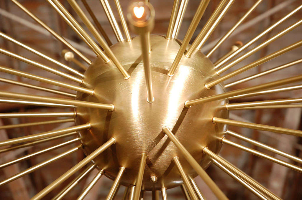 American A 72 Lights Brass Sputnik Light Fixture For Sale