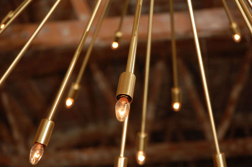 20th Century A 72 Lights Brass Sputnik Light Fixture For Sale