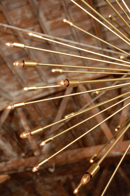 Steel A 72 Lights Brass Sputnik Light Fixture For Sale