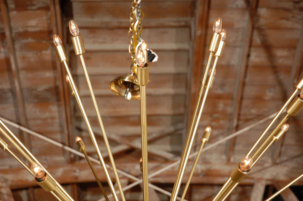 A 72 Lights Brass Sputnik Light Fixture For Sale 1