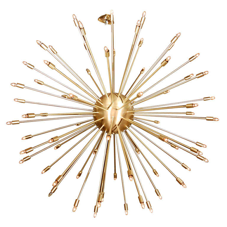 A 72 Lights Brass Sputnik Light Fixture For Sale