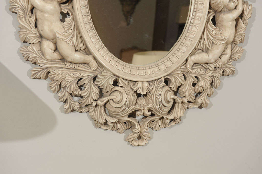 Elaborately carved mirror For Sale 1
