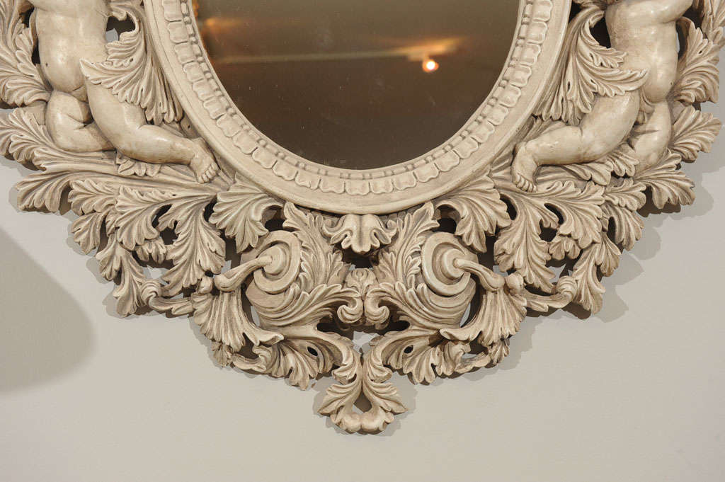 Elaborately carved mirror For Sale 5